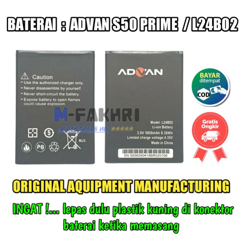Baterai ADVAN S50 PRIME   L24B02   L24U02   L24T02   5063 5083 Batrei batre batery original kualitas