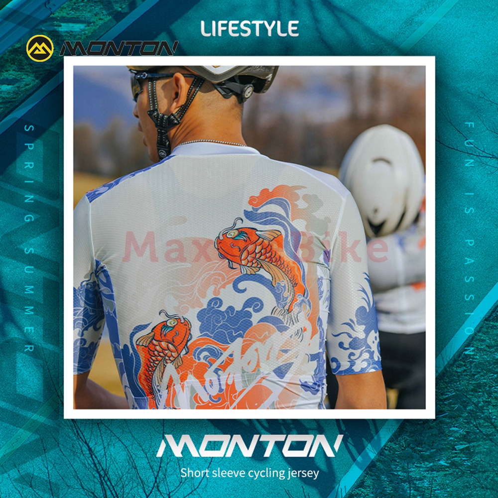 MONTON Lifestyle Jersey Sepeda Pria LuckyKoi Men Cycling Jersey Short Sleeve