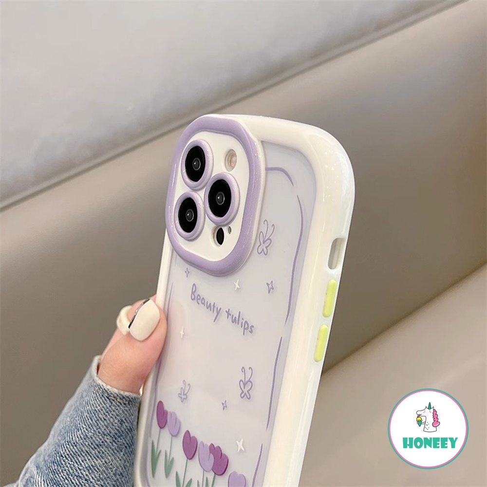 IPHONE Sweet Bingkai Foto Romantis Bunga Putih Casing Ponsel Transparan Kompatibel Untuk Iphone14 13 11 12 Pro Max 14 Pro Cover Lucu