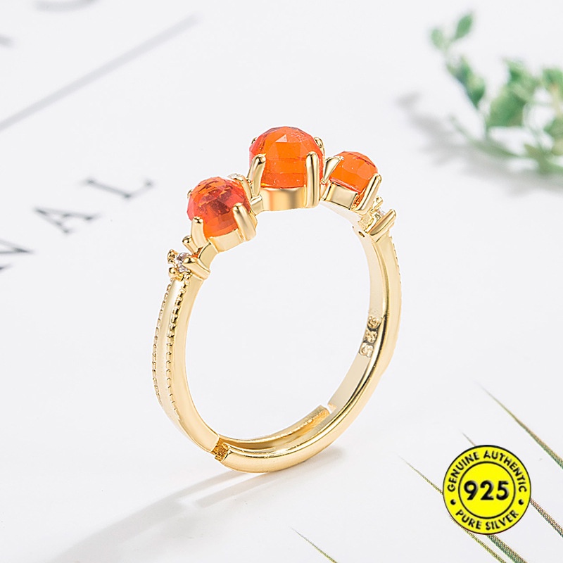 Cincin Jepang Orange Garnet Lapis Emas U1528