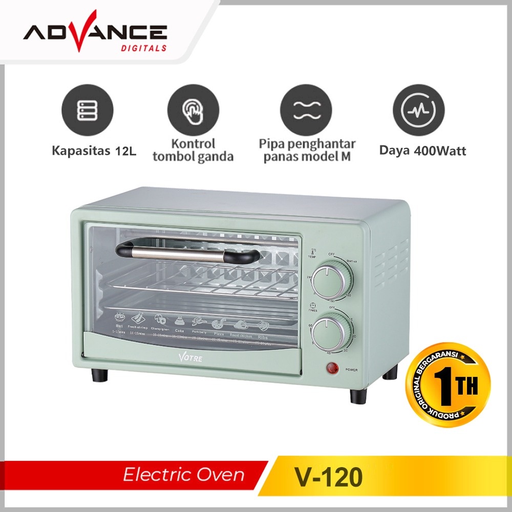 [ Gratis Ongkir ] ADVANCE Oven Listrik Low Watt 400 Watt Oven Pemanggang 12 Liter V-120