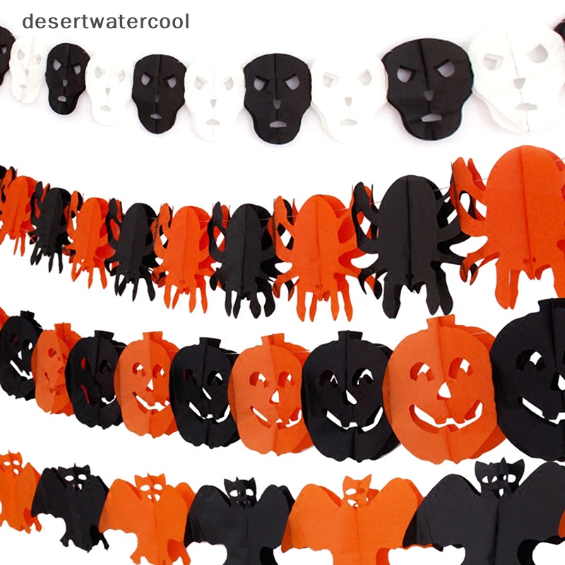 Deid 3meter Garland Gantung Halloween Bung Bat Pumpkin Ghosts Spider Paper Banner Martijn