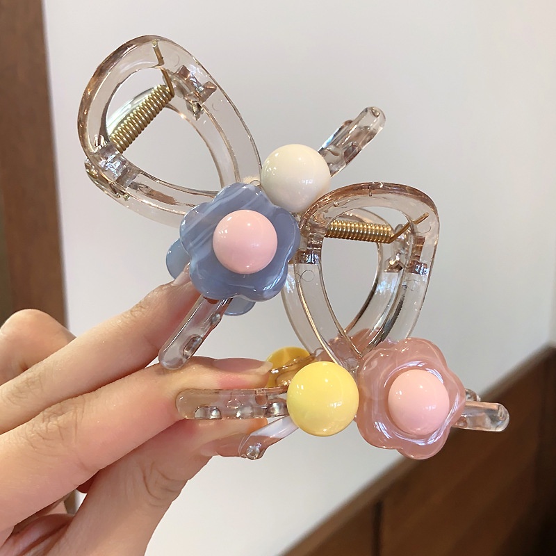 Korea Hiu Klip Hiasan Kepala Wanita Acrylic Flower Disc Hair Grab Clip, Jepit Rambut Besar Perempuan Kepala Belakang