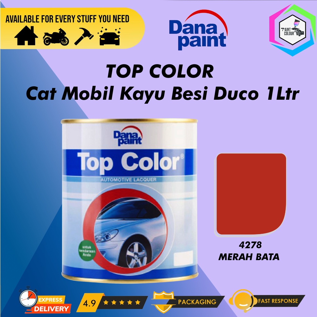 TOP COLOR 4278 Merah Bata - Cat Mobil Kayu Besi Duco - ECER