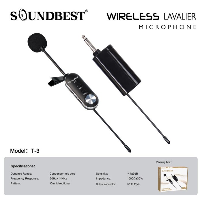 mic wireless soundbest t3 t 3 1mic clip on baterai charger ORIGINAL