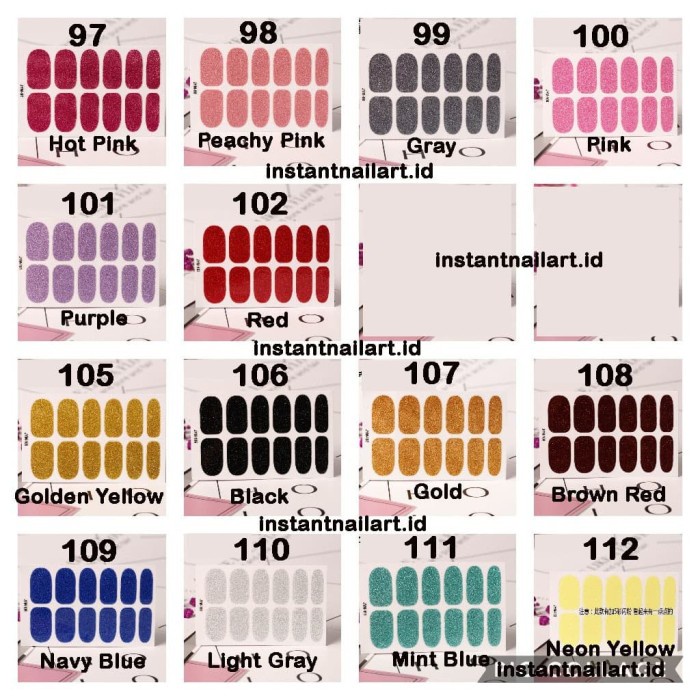 STICKER-003 Stiker Kuku Tangan Nail Art Sticker Glitter Polos Simple