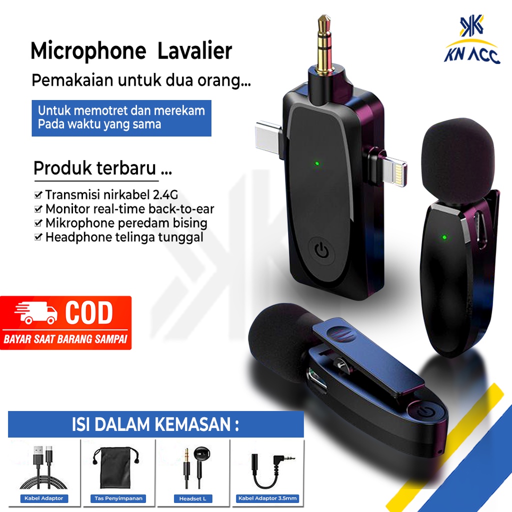 [KN ACC] MICROPHONE MIC CLIP ON M3 3IN1 WIRELESS UNTUK HP / KAMERA / LAPTOP