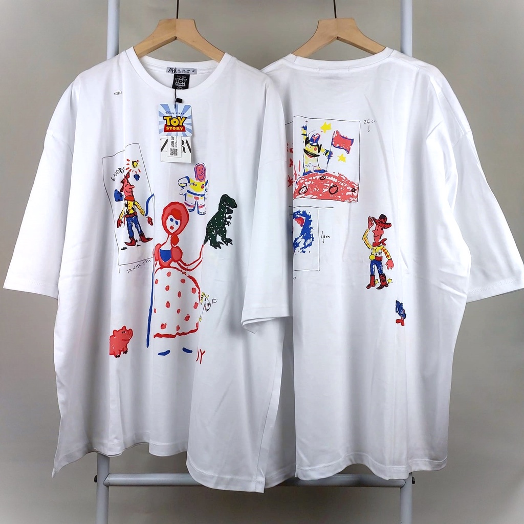 Kaos zara toy story dewasa pria Wanita Oversize M L XL ld 105 ld 110 ld 115 ld 120 ld 130 ld 140 Ata