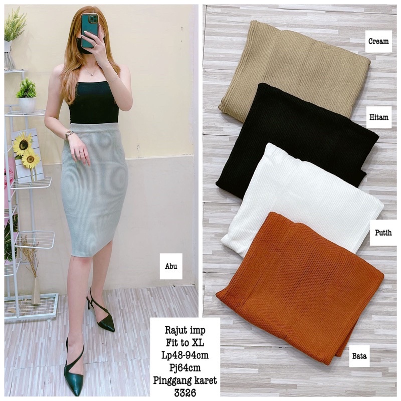 BF ROK SPAN RAJUT PREMIUM - TEBAL - ROK PENDEK WANITA - ROK KANTOR