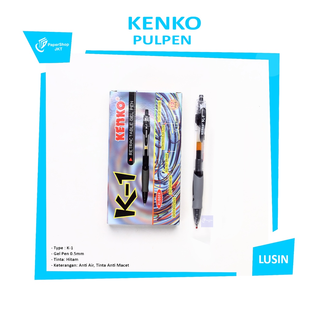 

KENKO - Pulpen Varian Pena Gel Pen K1 0.5 mm Hitam dan Biru - Lusin