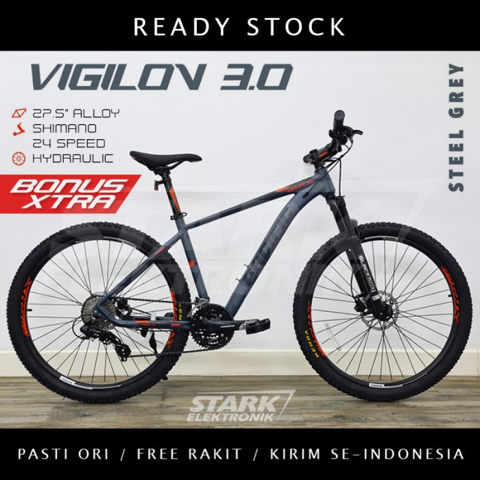 TERBARU Pacific VIGILON 3.0 Alloy 27.5 inch MTB Sepeda Gunung - Steel Grey