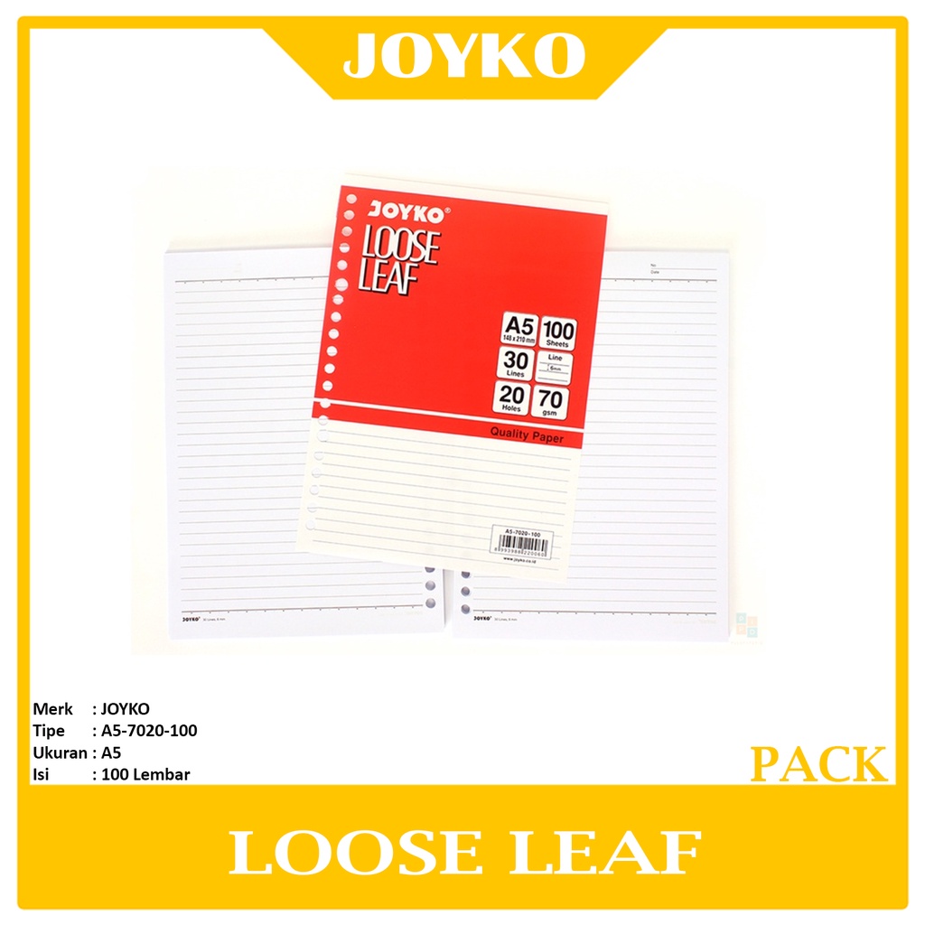 

JOYKO - Loose Leaf Refill Kertas A5 100 Lembar - Pack