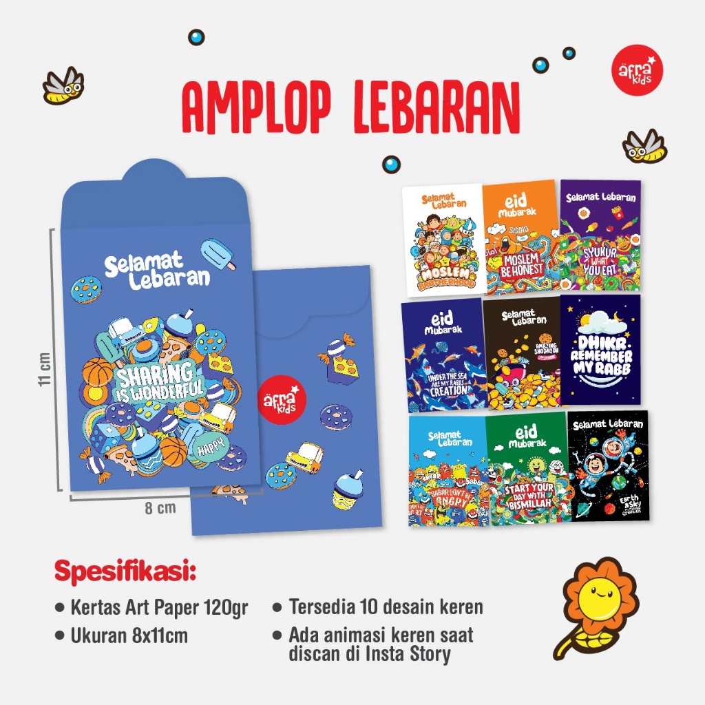 

Amplop Lebaran Angpau Afrakids | Art Paper | Full Color | 10 Amplop