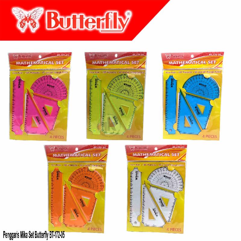 

Butterfly Ruler Set Penggaris Mika Set Polos Warna BT-172-05