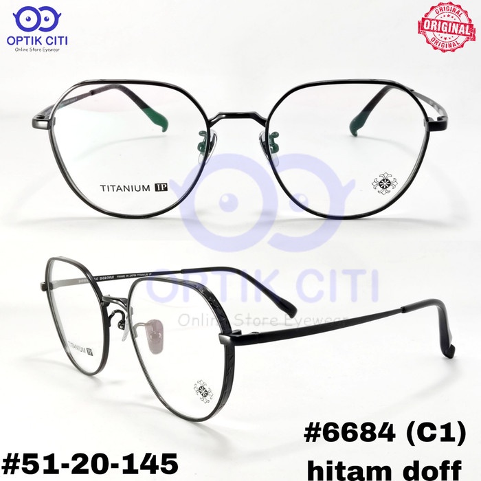 Frame Kacamata Pria Wanita Portable Design 6684 Titanium Original