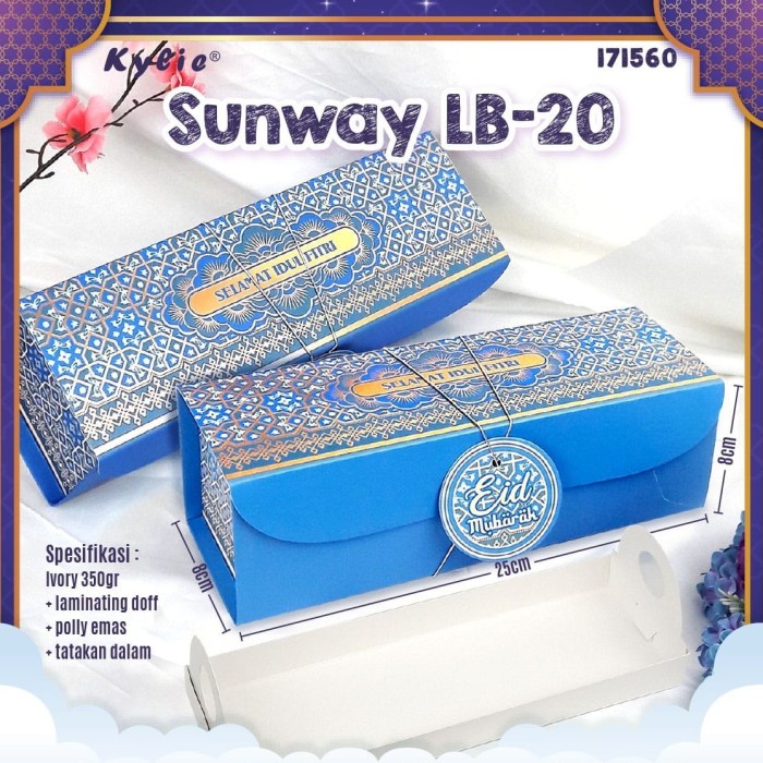 

Kotak kue Lebaran Idul Fitri dus 25cm x 8cm x 8cm Eid biru
