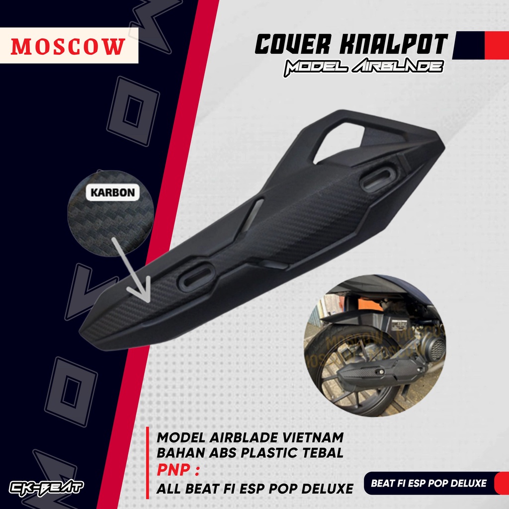 BARU_ COVER TAMENG KNALPOT BEAT FI F1 ESP POP DELUXE KARBU KARBON PLASTIK TEBAL ABS VARIASI HONDA
