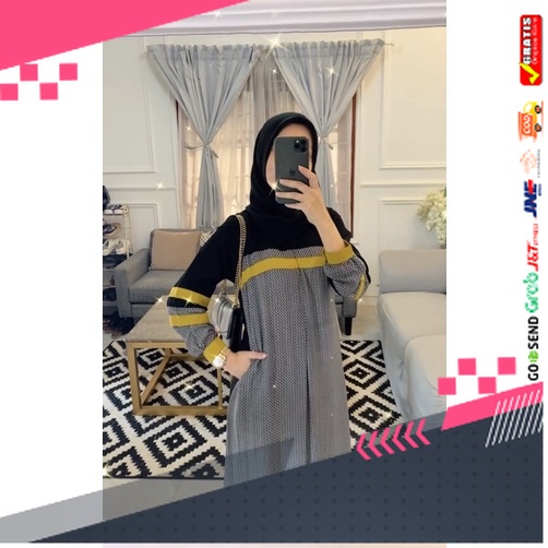 BAJU GAMIS MODEL BARU TERMURAH STYLE TRENDY /Adelina dress “olive” & “sage green” 4season hijab