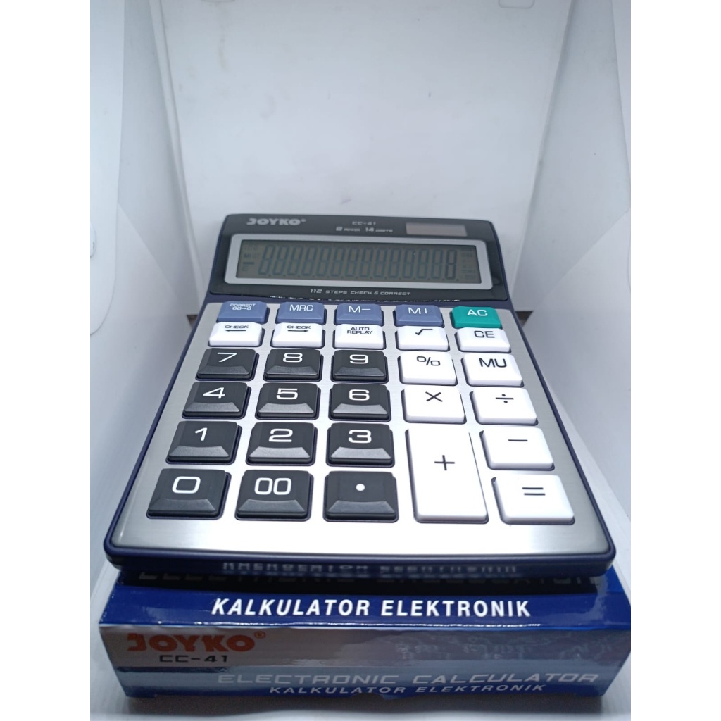 

CALCULATOR KALKULATOR 14 ANGKA JUMBO SUMBER GANDA CAHAYA DAN BATERAI MEREK JOYKO CC 41 1 PCS