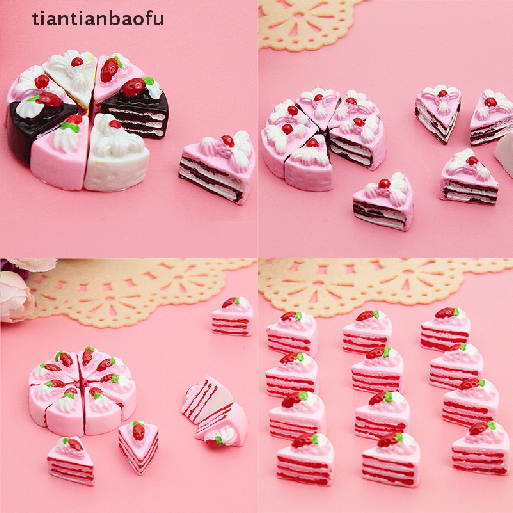 [tiantianbaofu] 10 Pcs DIY Baru Cabochons Kerajinan Bunga Segitiga Kue Resin Flatback Scrapbooking Butik