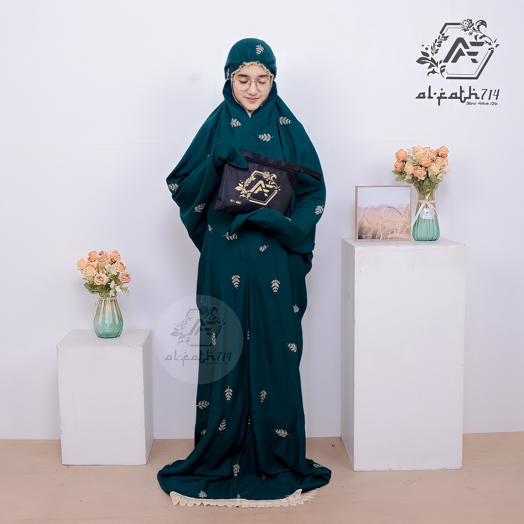 [New Arrival] Mukenah Lebaran Mukena Terusan Dewasa Bordir Daily Tropical Raisha Cemara Mukenah Laju