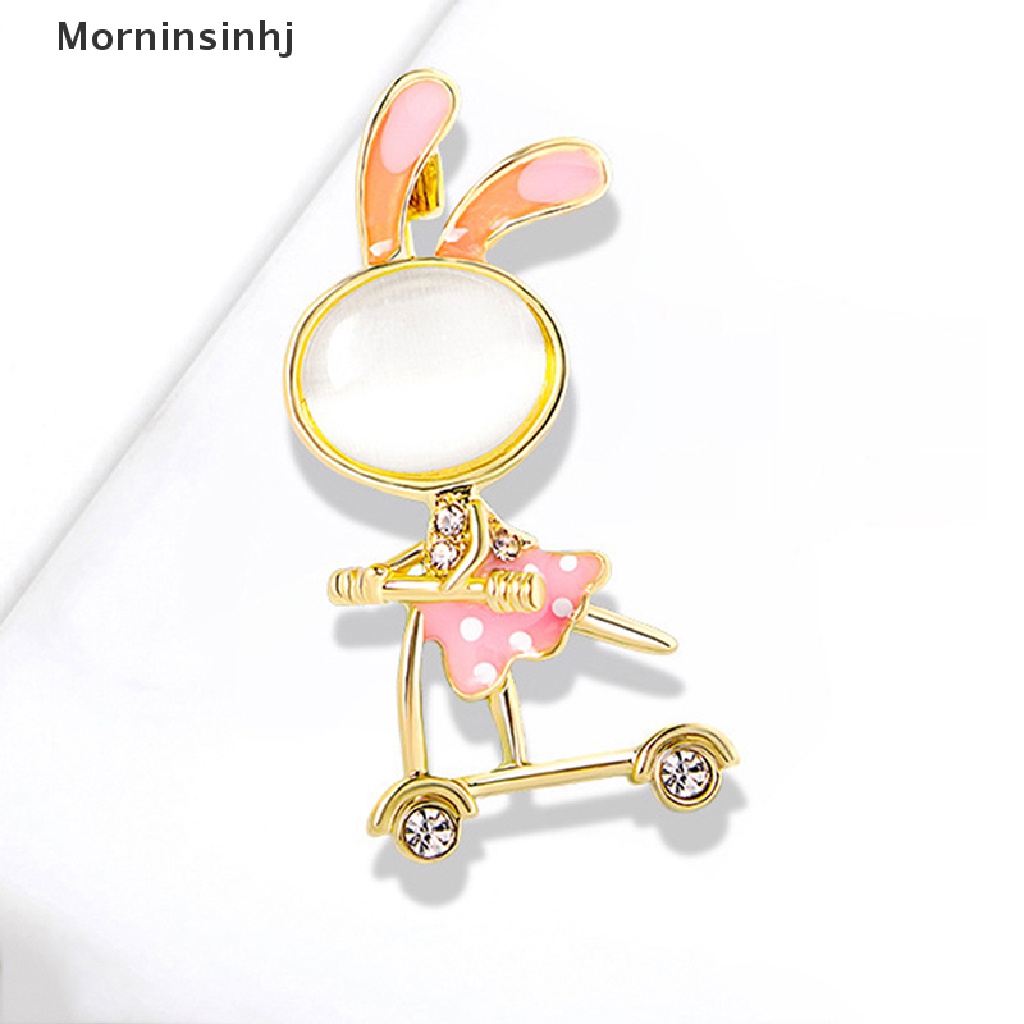 Mornin Opal Bunny On Skateboard Bros Untuk Wanita Kartun Rabbite Pin Enamel Hewan Pin Aksesoris Pakaian Fashion Perhiasan Hadiah id