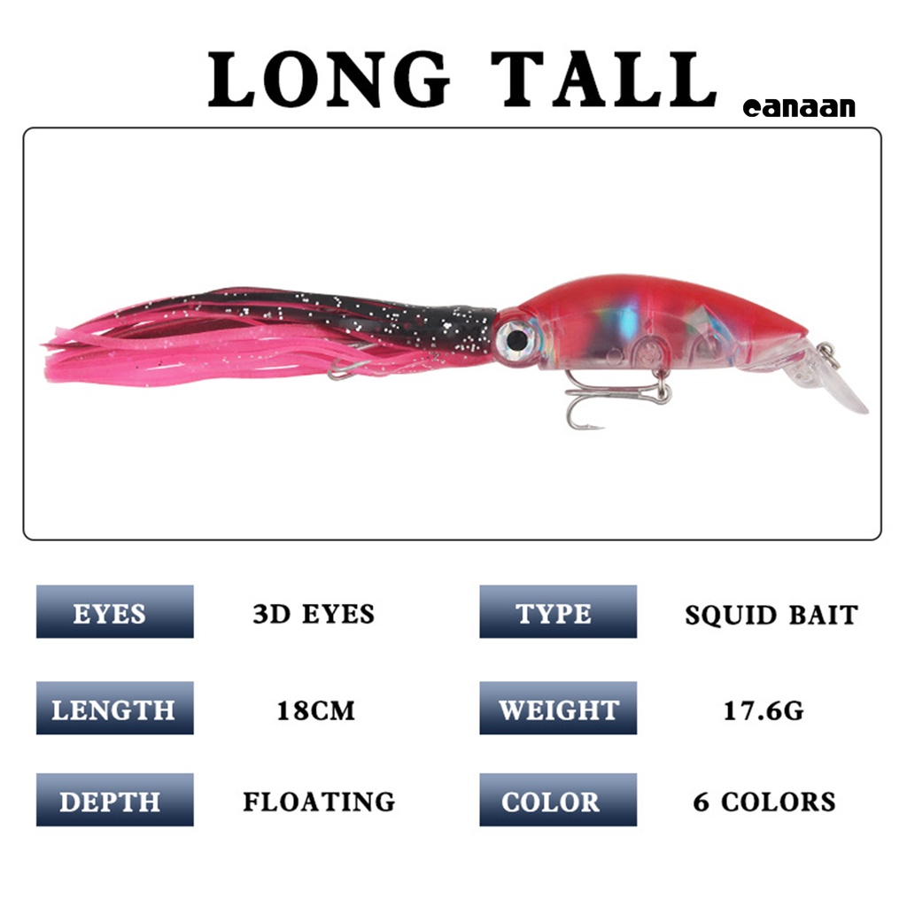 Cnn-18cm/17.6g Squid Lure Mengambang Vivid ABS Kekuatan Tinggi Bicyclic Fishing Lure Untuk Air Asin