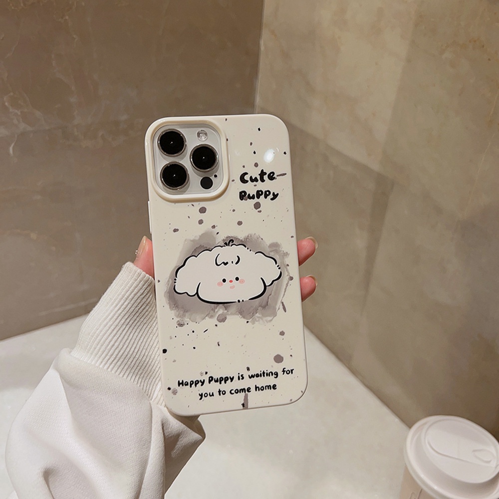 Case Silikon Kartun Anjing Putih Lucu Untuk Iphone SE 2020 7 /8 Plus 14x XR XM 11 12 13 PRO MAX Casing Cover Pelindung AT0128