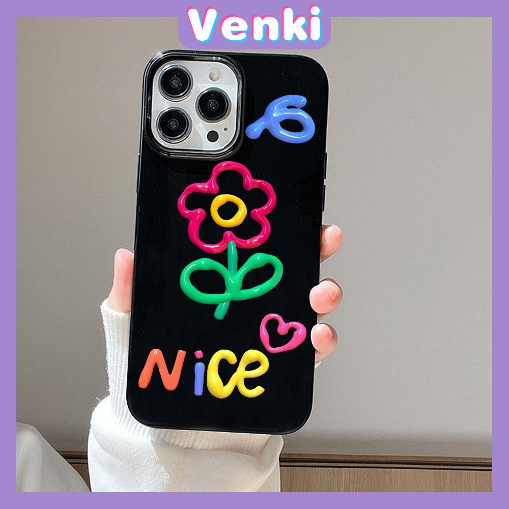 iPhone Case Soft TPU Glossy Black Candy Case Cute Colorful Flowers Camera Protection Shockproof For iPhone 14 13 12 11 Pro Max 7 8 Plus X XR