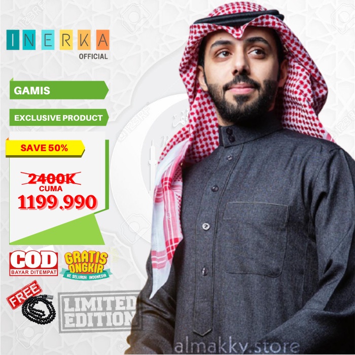 ORIGINAL Jubah Gamis Impor Arab Saudi Pria Woll Daffah PREMIUM Dewasa - Woll