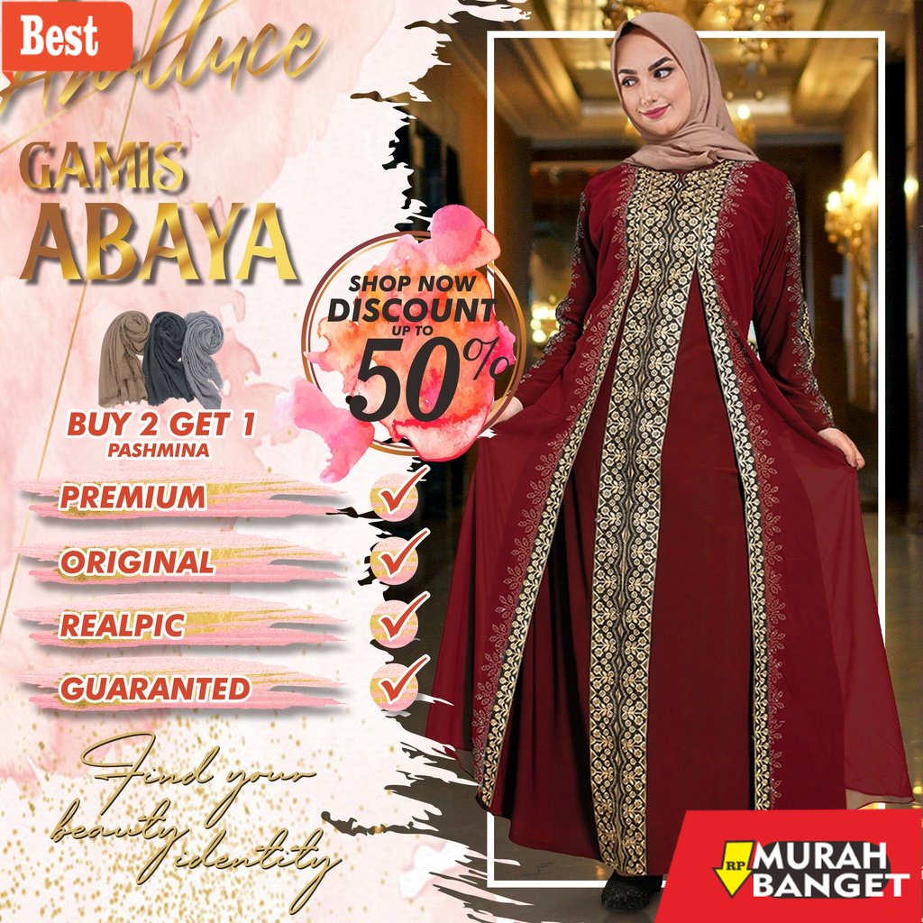 Gaya ala timur tengah di hari raya- Baju Dress Gamis Muslim Wanita BY ARALLUCE Abaya Turkey Turki Ar