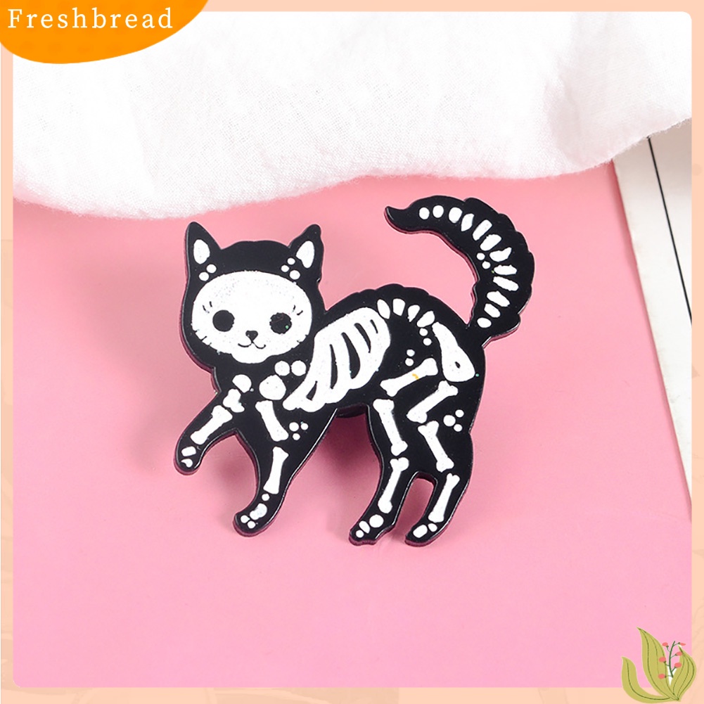 &lt; Freshbread &gt; Kreatif Unisex Kucing Kerangka Enamel Bros Pin Lencana Jaket Jeans Kerah Dekor