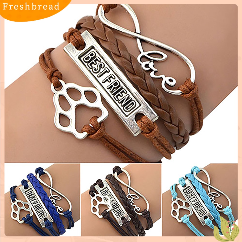 &lt; Freshbread &gt; Gelang Vintage Footprint Menenun Tali Alloy Infinity Bracelet Untuk Pesta