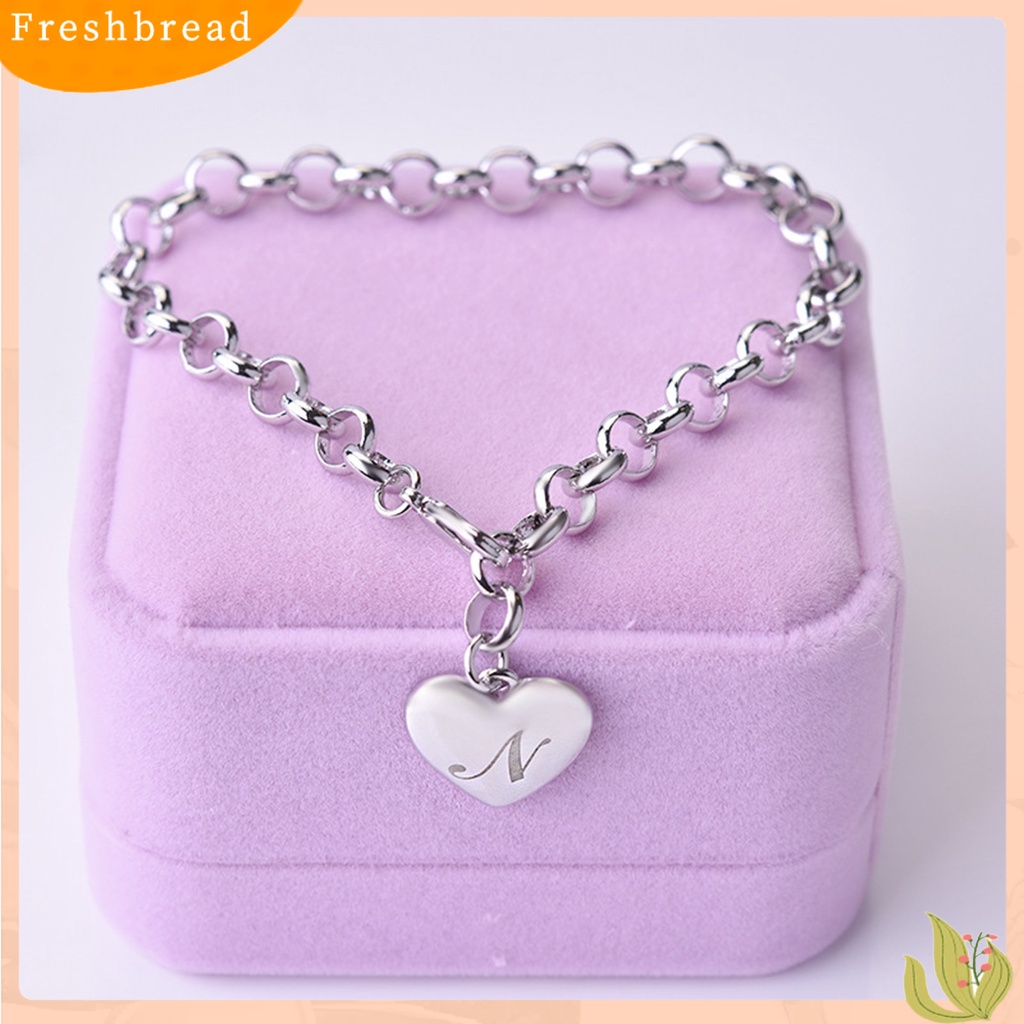 < Freshbread > Wanita Gelang Adjustable Dipoles Tepi Halus Electroplating Hias Dekorasi Hati Halus26Huruf Alfabet Inisial Gelang Perhiasan Hadiah