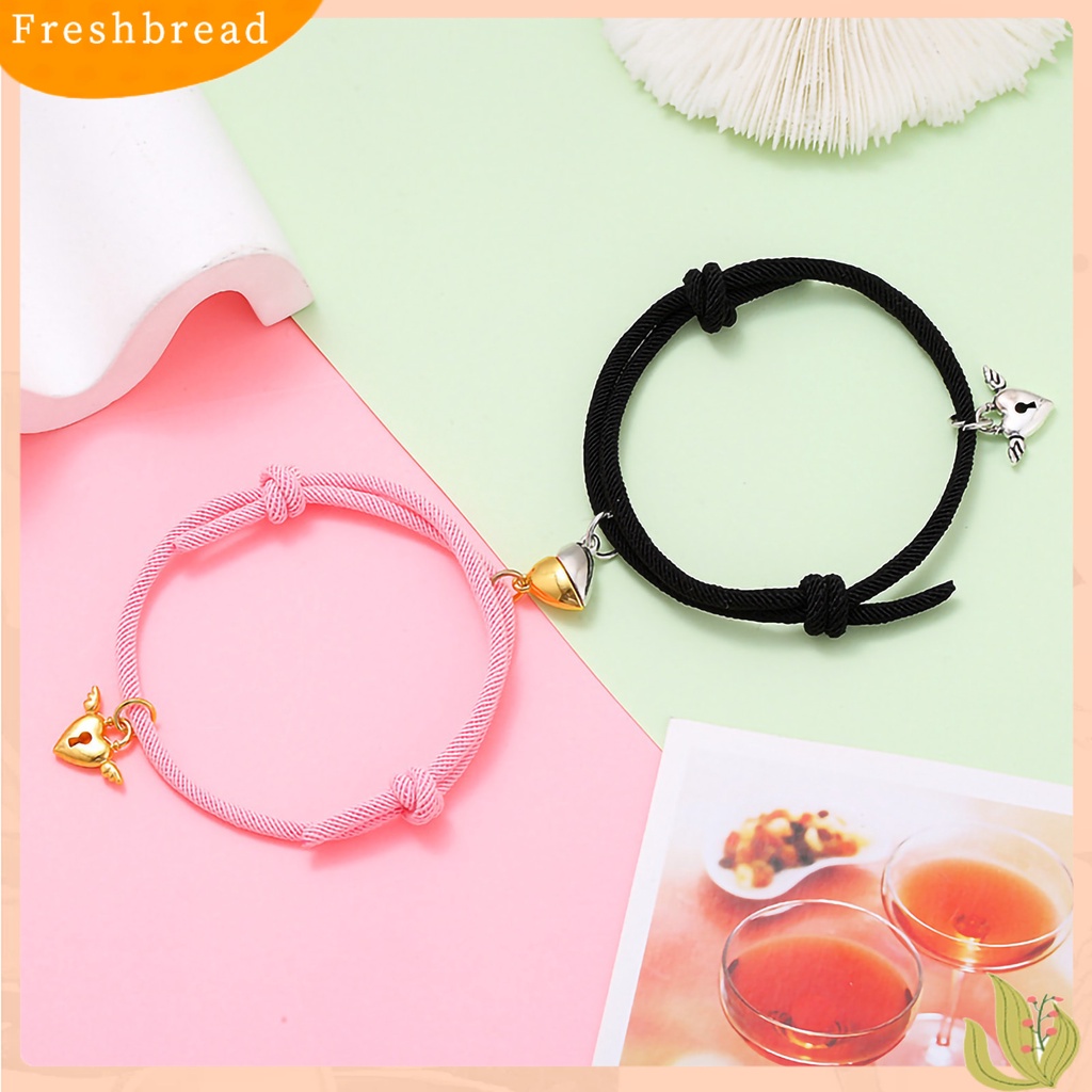 &lt; Freshbread &gt; 1pasang ic Gelang Nilon Tali Tangan Buatan Tangan Adjustable Electroplating Liontin Tidak Luntur Hias Pecinta Menarik Atraksi Hati Gelang Perhiasan Aksesori