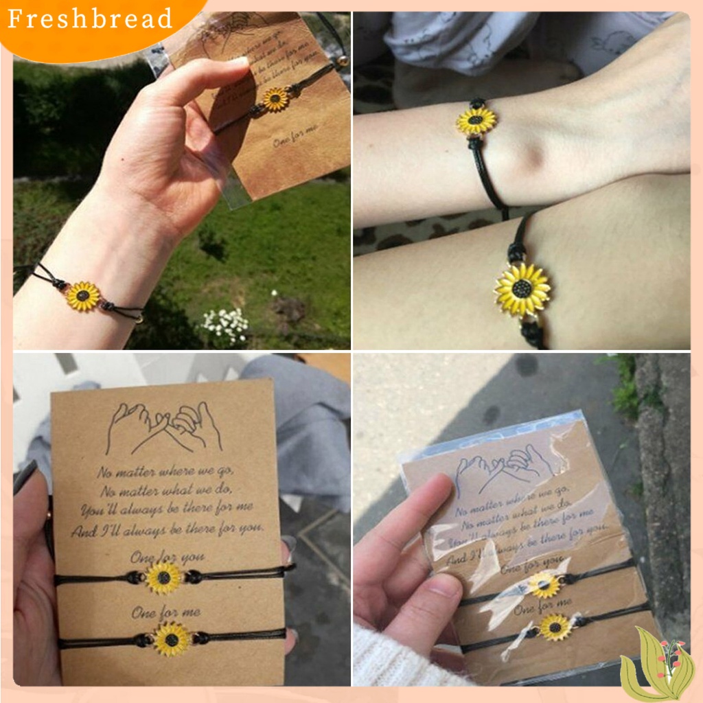 &lt; Freshbread &gt; 1set Gelang Kartu Persahabatan Bunga Matahari Tetes Minyak Gelang Dapat Disesuaikan Untuk Pakaian Sehari-Hari