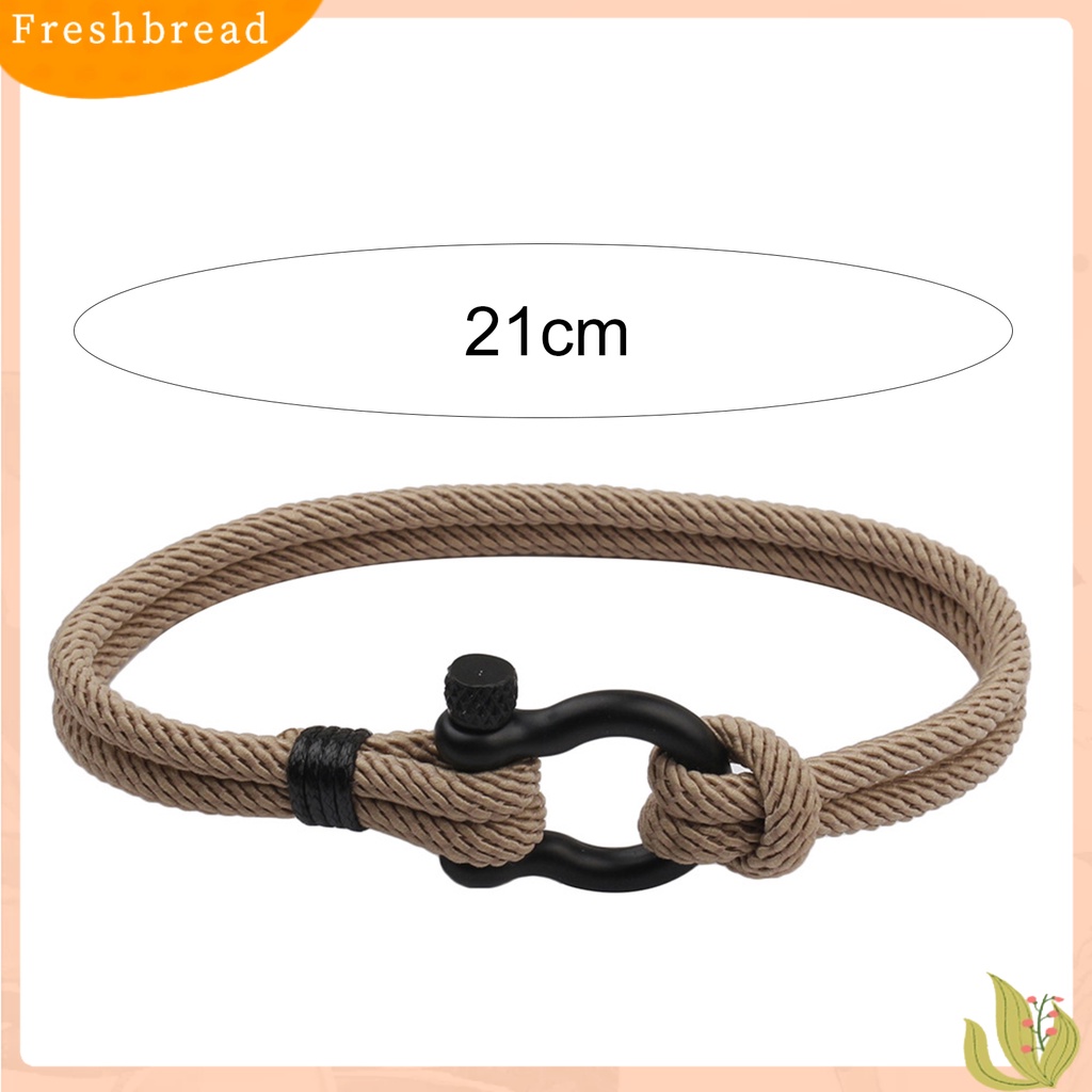 &lt; Freshbread &gt; Couple Gelang Kepribadian Handmade Geometris Baja Titanium Tapal Kuda Bentuk Gesper Braided Bracelet Perhiasan Aksesori