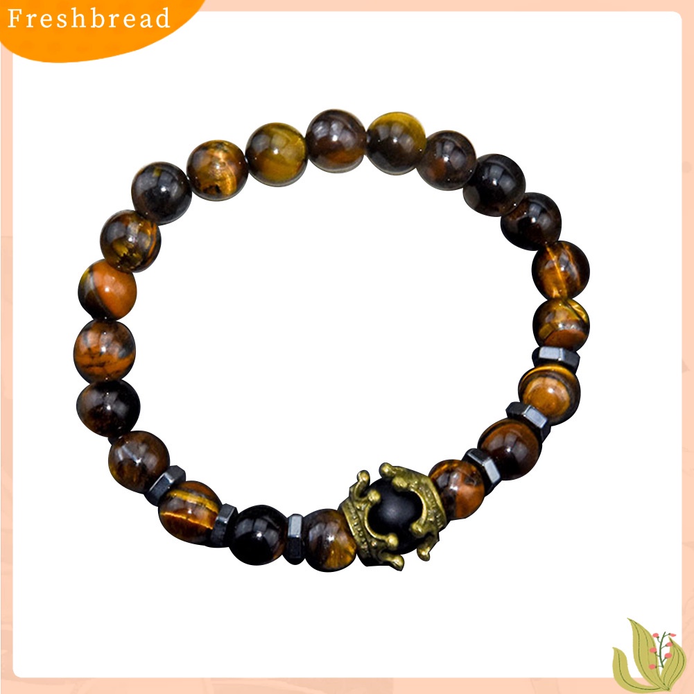 &lt; Freshbread &gt; Fashion Pria Mahkota Pesona Batu Alam Manik-Manik Gelang Bangle Pesta Perhiasan Hadiah