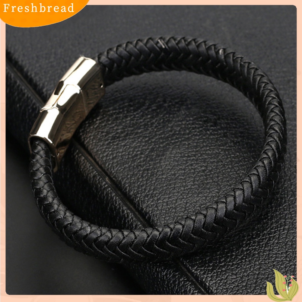 &lt; Freshbread &gt; Vintage Pria Menenun Kulit Imitasi Gelang Bangle Gelang Pesta Perhiasan Hadiah