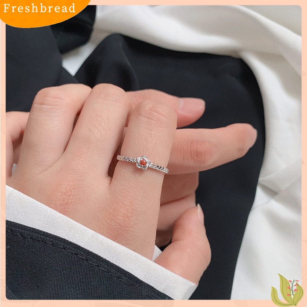 &lt; Freshbread &gt; Finger Band Adjustable Shiny Polishing Charming Flower Decor Dress Up Copper Light Mewah Cubic Zirconia Pasangan Terbuka Cincin Fashion Perhiasan