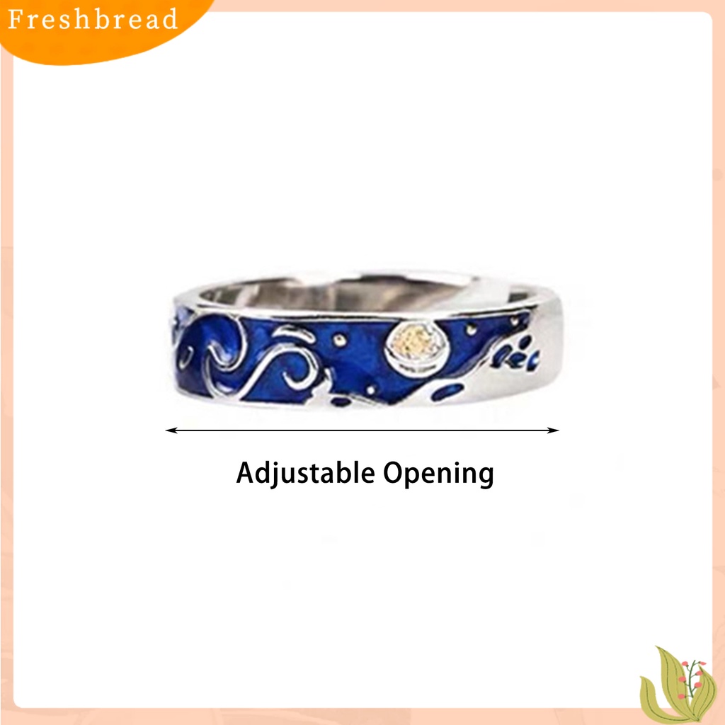 &lt; Freshbread &gt; 1Pc Cincin Kekasih Gaya Sederhana Berlapis Perak Geometris Desain Pembukaan Yang Dapat Disesuaikan Berdandan Hadiah Anniversary Pria Wanita Langit Berbintang Cincin Jari