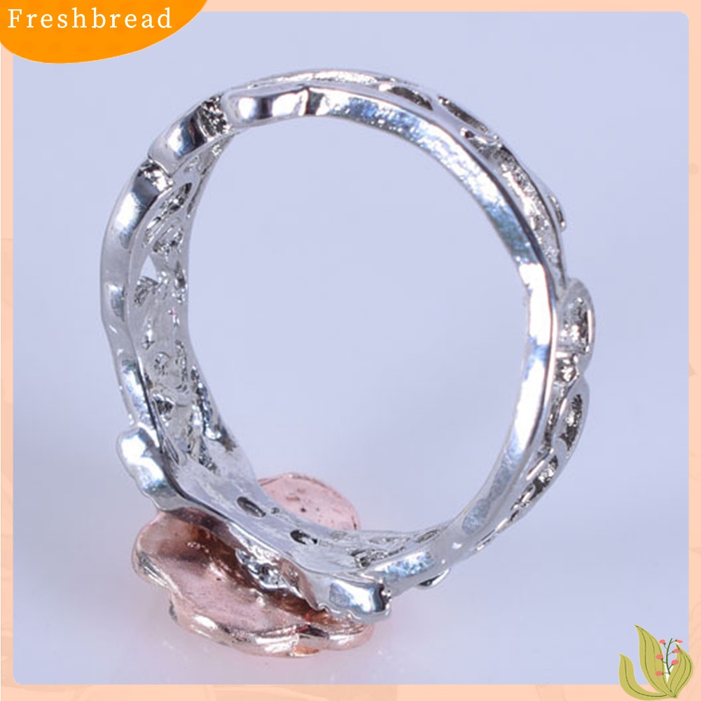 &lt; Freshbread &gt; Rose Decor Hollow Out Ring Untuk Wanita Hadiah Natal Pernikahan Statement Jewelry