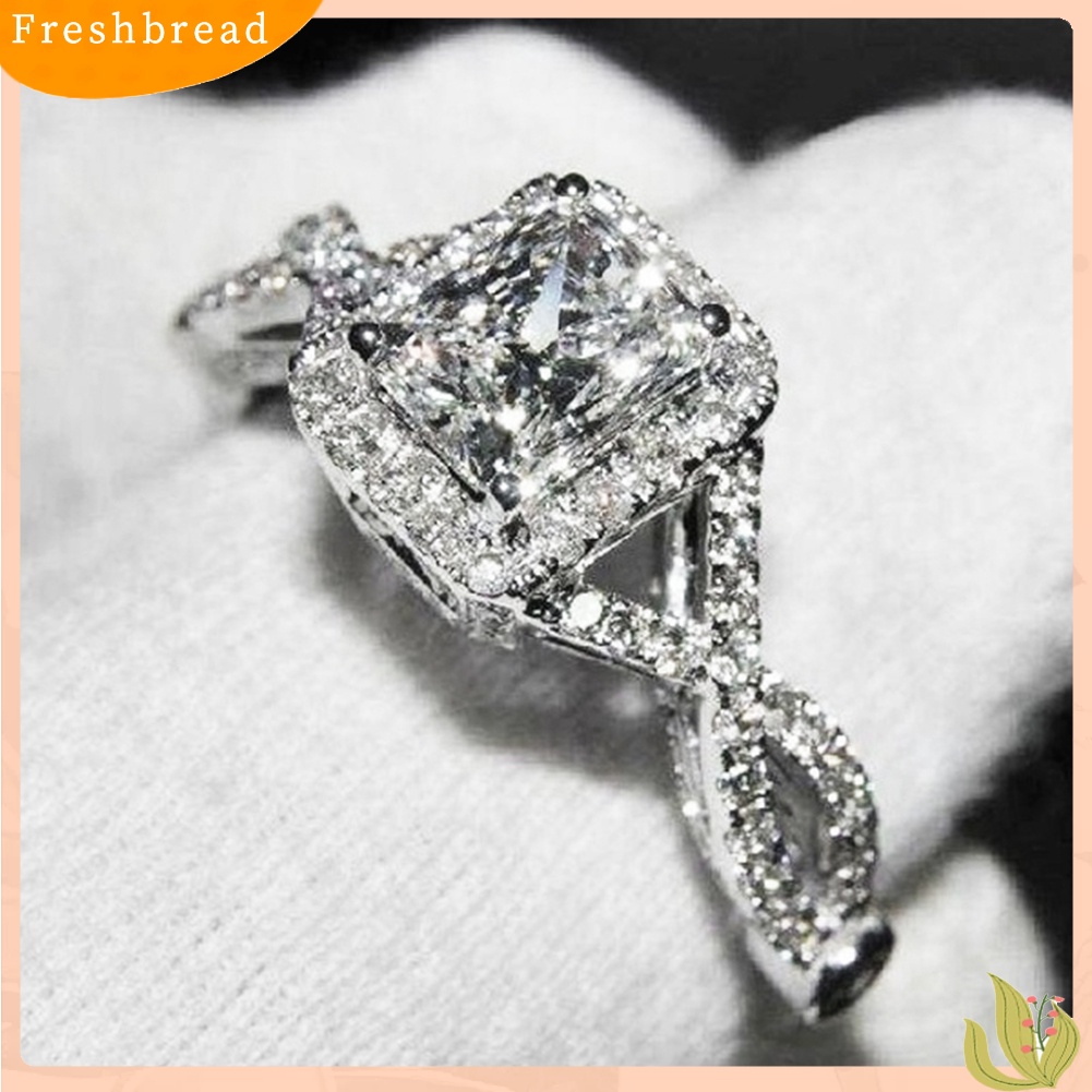 &lt; Freshbread &gt; Mewah Wanita Putri Potong Cubic Zirconia Pernikahan Pertunangan Cincin Perhiasan Hadiah