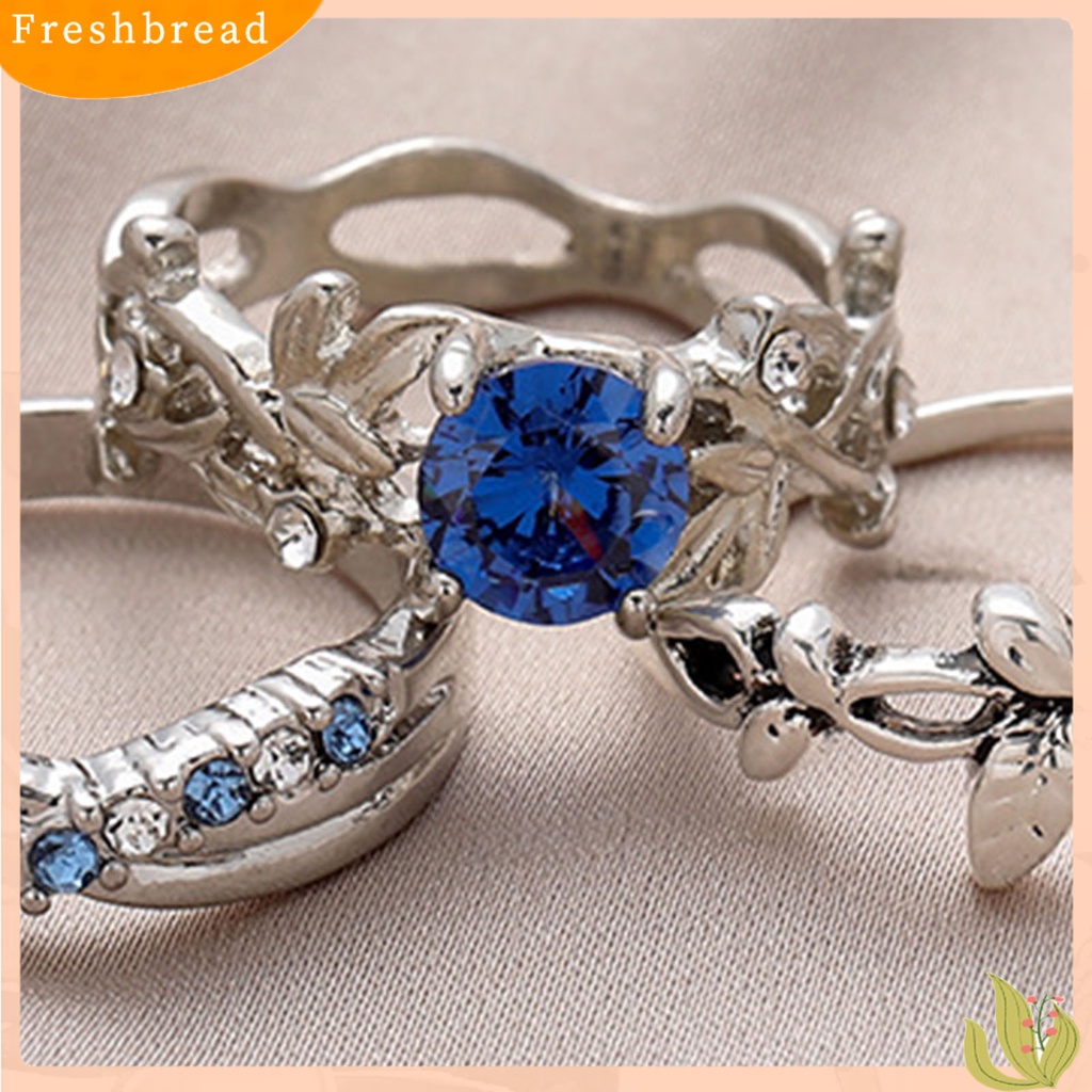 &lt; Freshbread &gt; 3Pcs Cincin Wanita Bunga Perhiasan Permata Imitasi Bersinar Stackable Knuckle Rings Untuk Pesta Perjamuan Prom