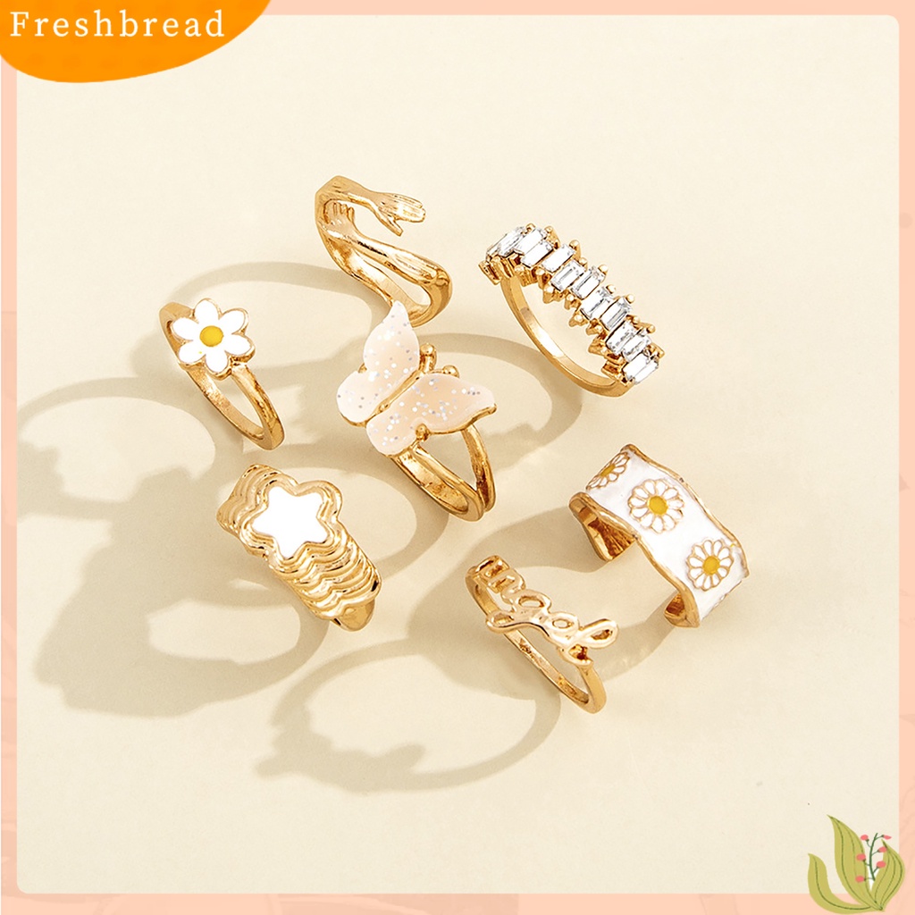 &lt; Freshbread &gt; 7 Pcs Knuckle Rings Butterfly Gothic Wanita Indah Stackable Finger Rings Perhiasan Hadiah