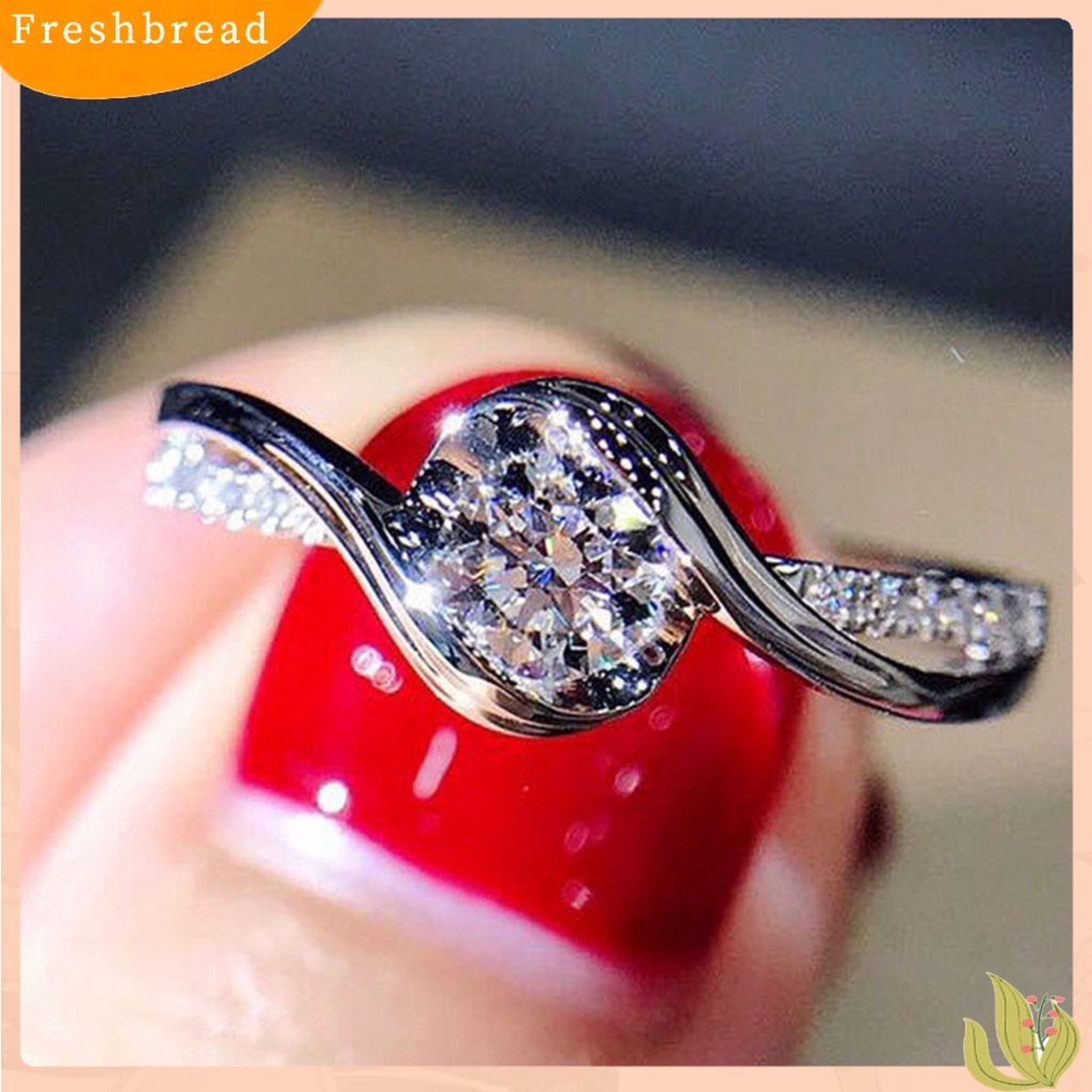 < Freshbread > Cincin Desain Geometri Indah Jari Band Wanita Berlian Imitasi Hias Perhiasan Hadiah Untuk Pesta