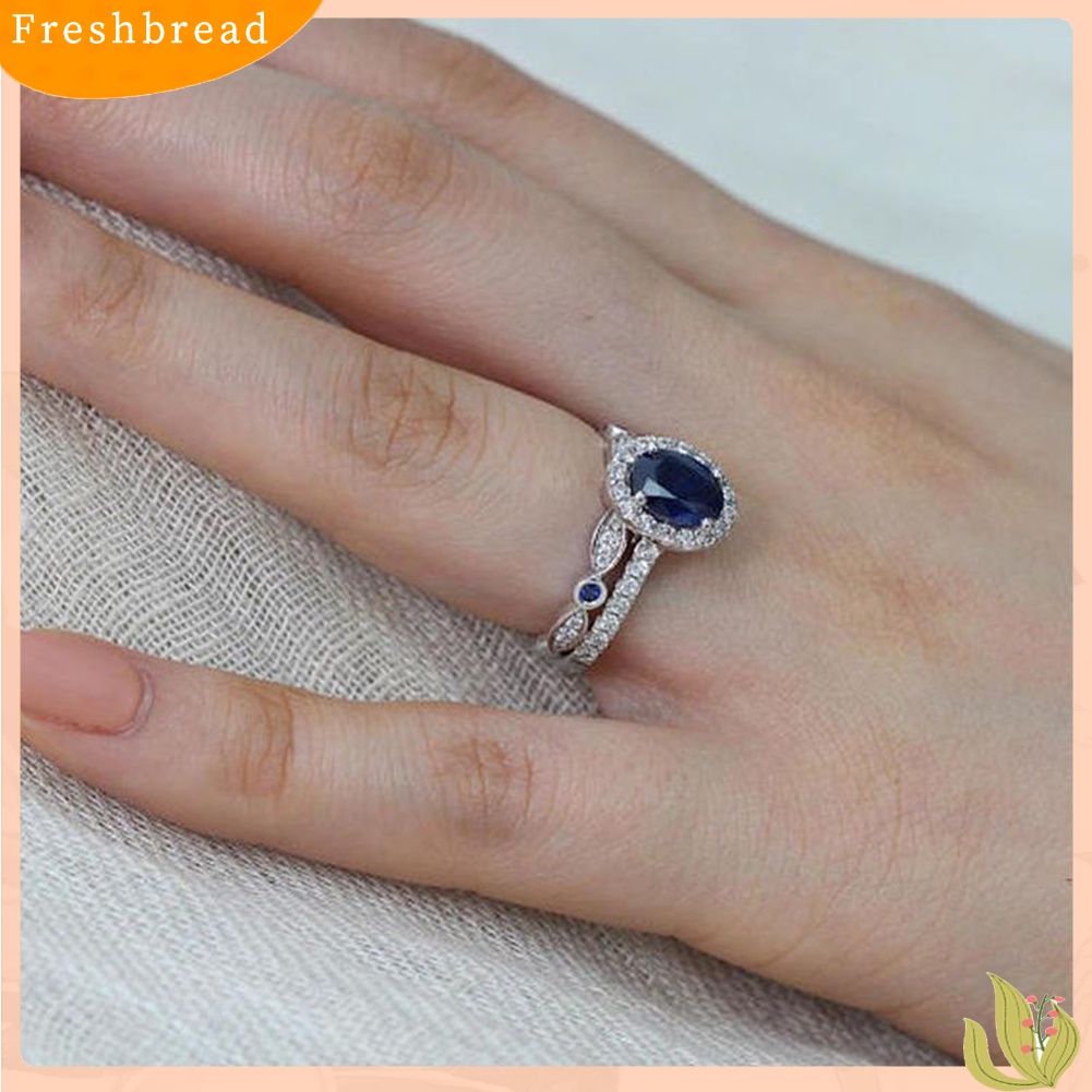 &lt; Freshbread &gt; Wanita Safir Imitasi Berlapis Perak Jari Cincin Pengantin Pernikahan Perhiasan Dekorasi Hadiah