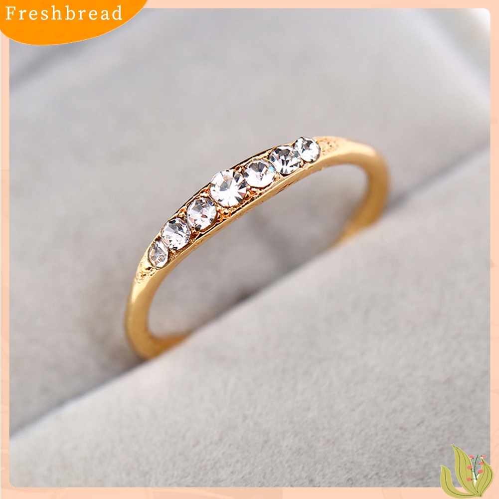 &lt; Freshbread &gt; Wanita Fashion Berlian Imitasi Bertatahkan Band Jari Cincin Pernikahan Pertunangan Perhiasan Hadiah