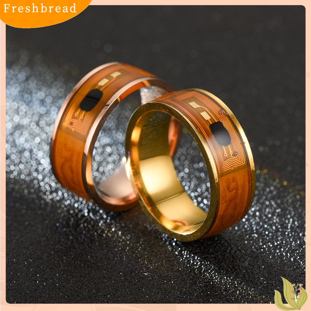 &lt; Freshbread &gt; NFC Stainless Steel Chip Telepon Menetes Minyak Pola Naga Ganda Hadiah Cincin Pintar