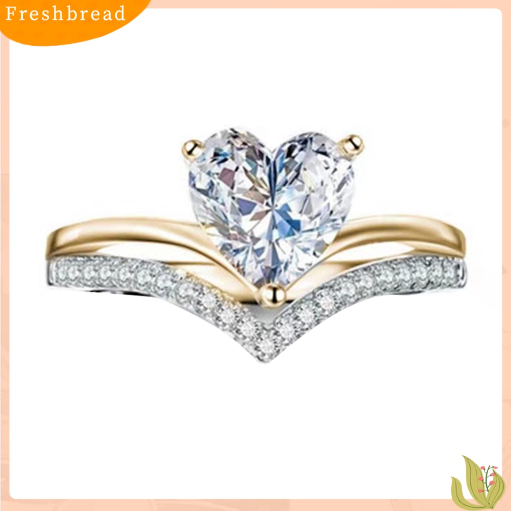 &lt; Freshbread &gt; Cincin Tangan Pengerjaan Indah Aplikasi Lebar Paduan Berbentuk Hati Jari Cincin Aksesoris Pernikahan